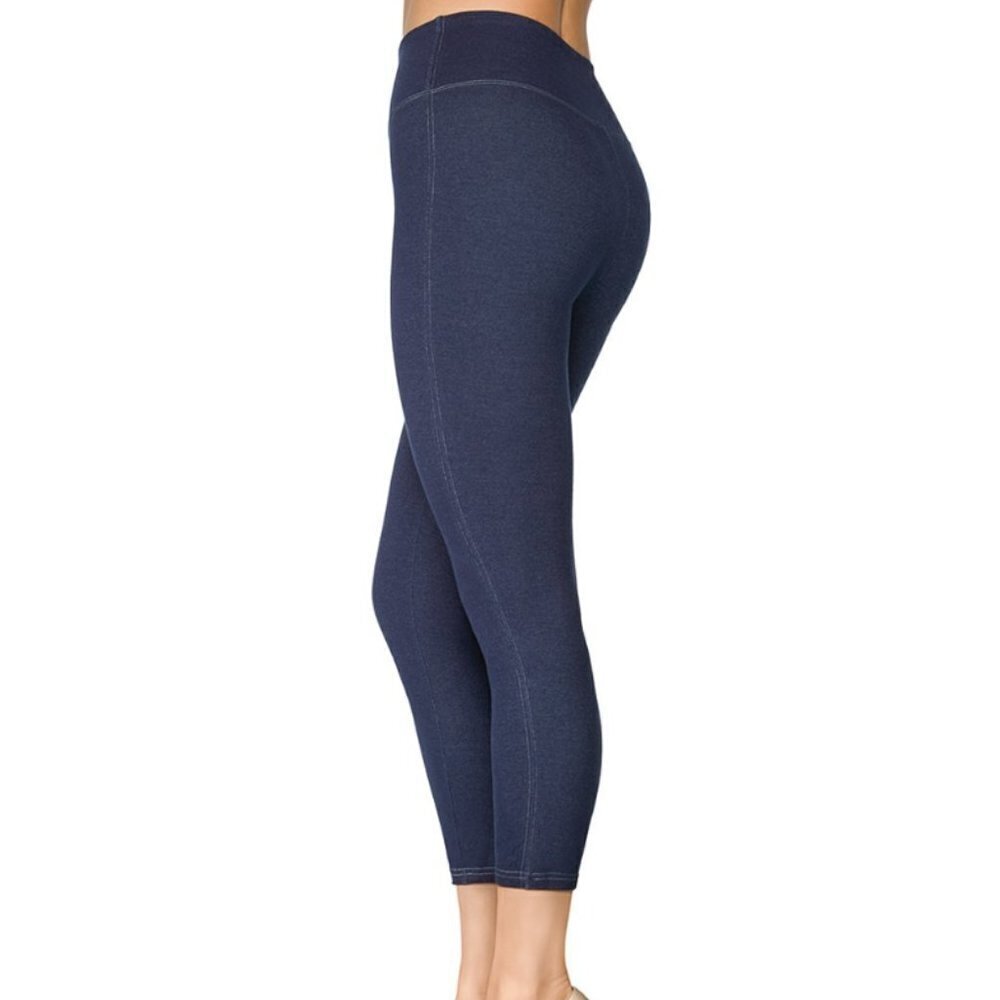 SPANX Assets Structured Shaping Crop Leggings Denim Look Dark Indigo M